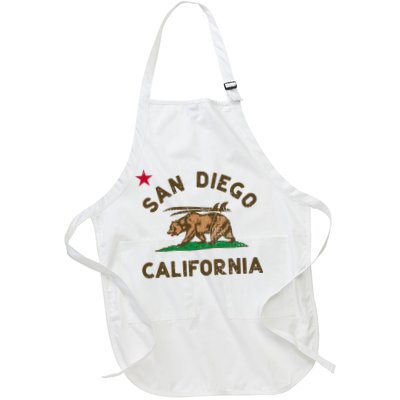 San Diego California Beach Flag Bear Surf Ca Apron