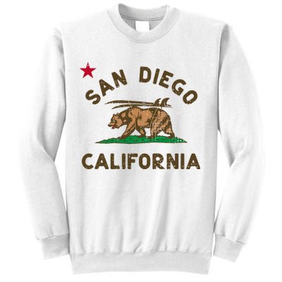 San Diego California Beach Flag Bear Surf Ca Sweatshirt