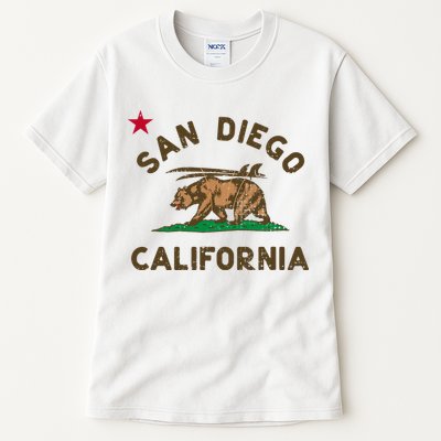 San Diego California Beach Flag Bear Surf Ca Tall T-Shirt