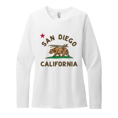 San Diego California Beach Flag Bear Surf Ca Womens CVC Long Sleeve Shirt