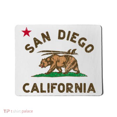 San Diego California Beach Flag Bear Surf Ca Mousepad