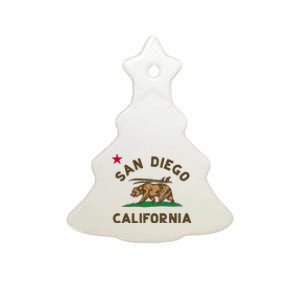 San Diego California Beach Flag Bear Surf Ca Ceramic Tree Ornament