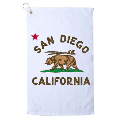 San Diego California Beach Flag Bear Surf Ca Golf Towel