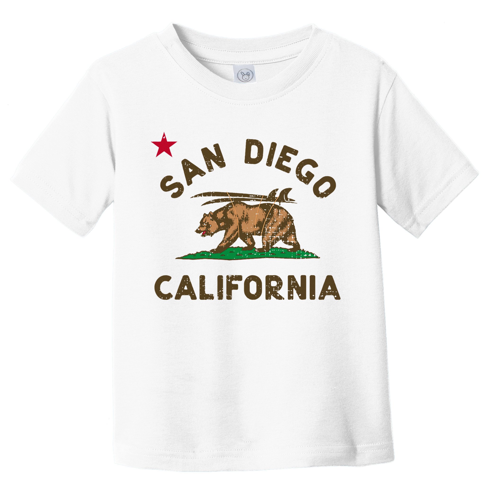 San Diego California Beach Flag Bear Surf Ca Toddler T-Shirt