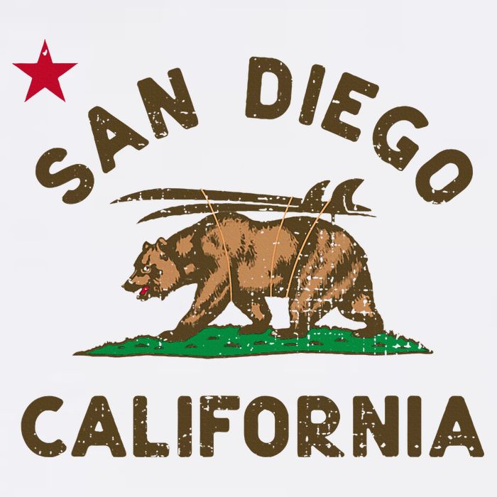 San Diego California Beach Flag Bear Surf Ca Toddler T-Shirt