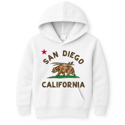 San Diego California Beach Flag Bear Surf Ca Kids Hoodie