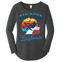 San Diego California Beach Surf Summer Vacation Vintage Women's Perfect Tri Tunic Long Sleeve Shirt