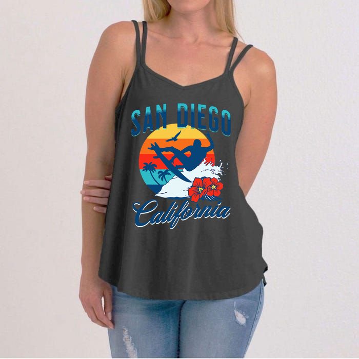 San Diego California Beach Surf Summer Vacation Vintage Women's Strappy Tank