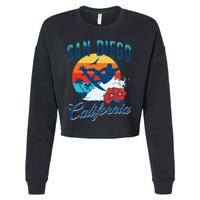 San Diego California Beach Surf Summer Vacation Vintage Cropped Pullover Crew