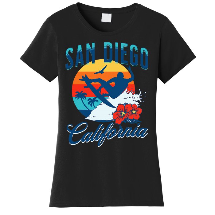 San Diego California Beach Surf Summer Vacation Vintage Women's T-Shirt