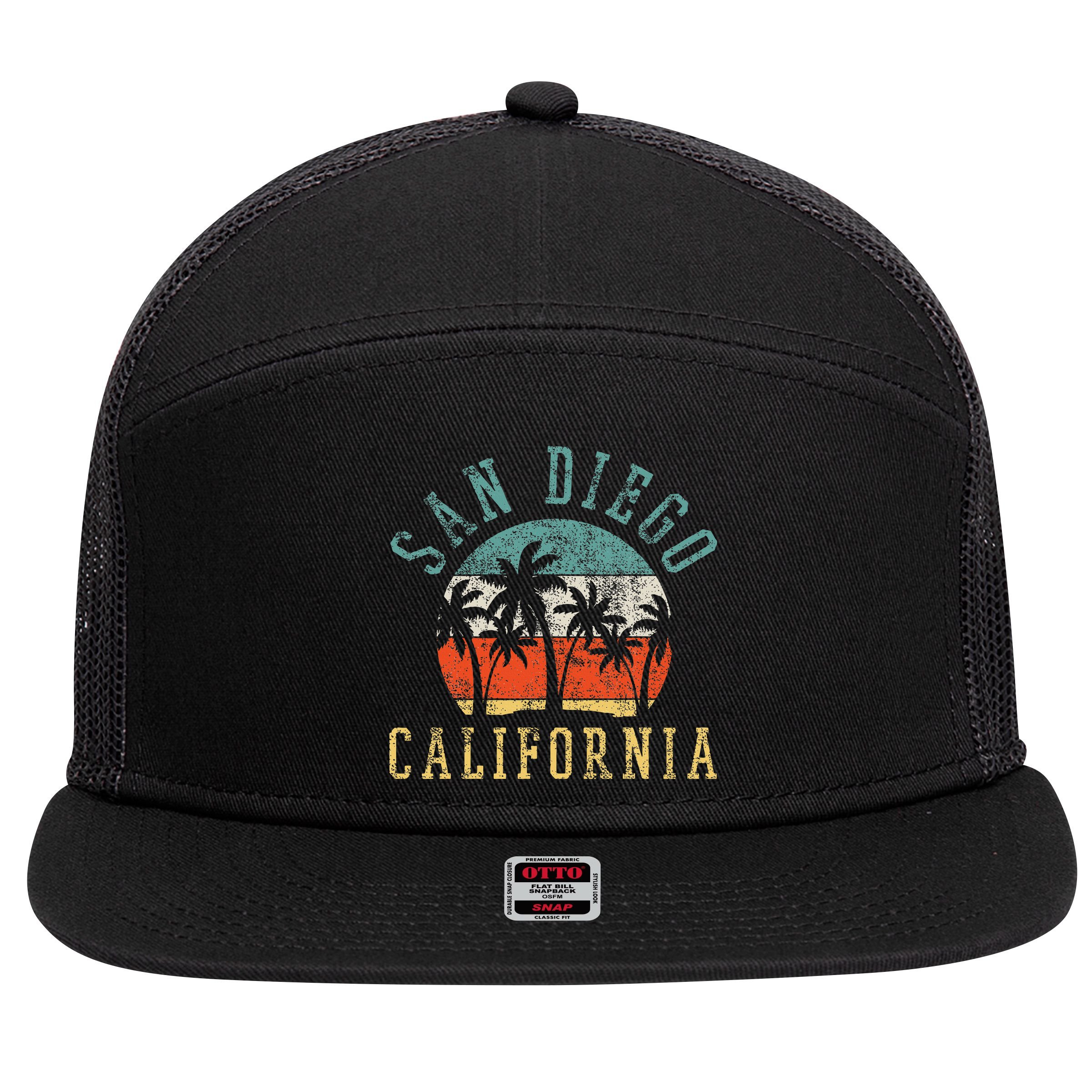 San Diego California 7 Panel Mesh Trucker Snapback Hat