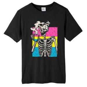 Skeleton Drinking Coffee Lgbtq Pansexual Pride Pan Flag Tall Fusion ChromaSoft Performance T-Shirt