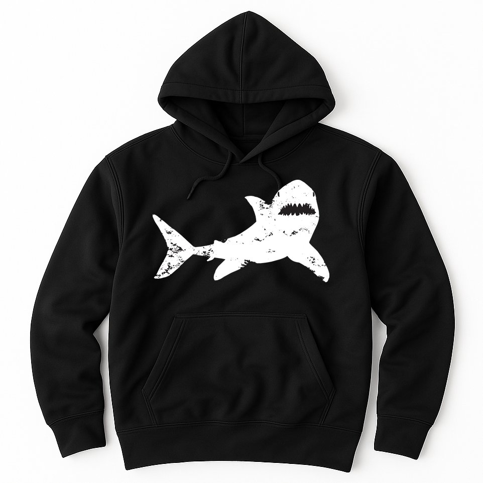 Shark Distressed Cool Vintage Shark Bite Tee Hoodie