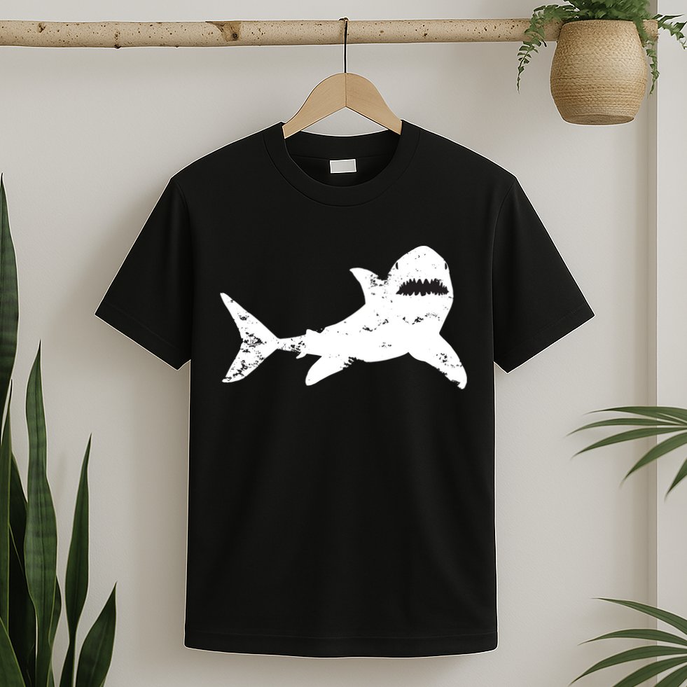 Shark Distressed Cool Vintage Shark Bite Tee T-Shirt