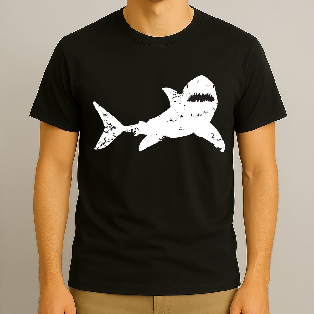 Shark Distressed Cool Vintage Shark Bite Tee T-Shirt