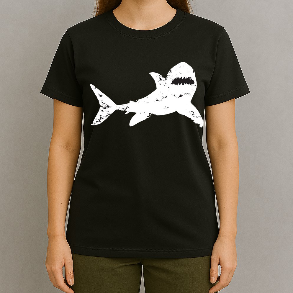 Shark Distressed Cool Vintage Shark Bite Tee T-Shirt