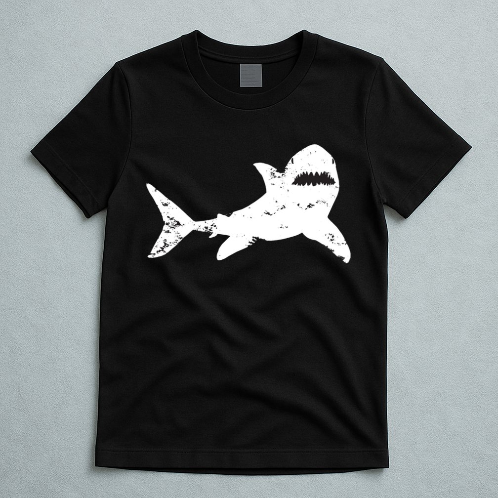 Shark Distressed Cool Vintage Shark Bite Tee T-Shirt