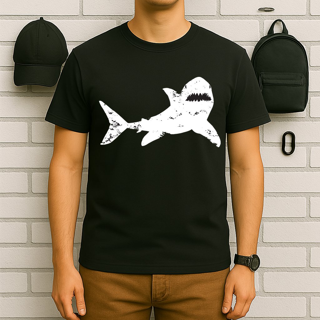 Shark Distressed Cool Vintage Shark Bite Tee T-Shirt