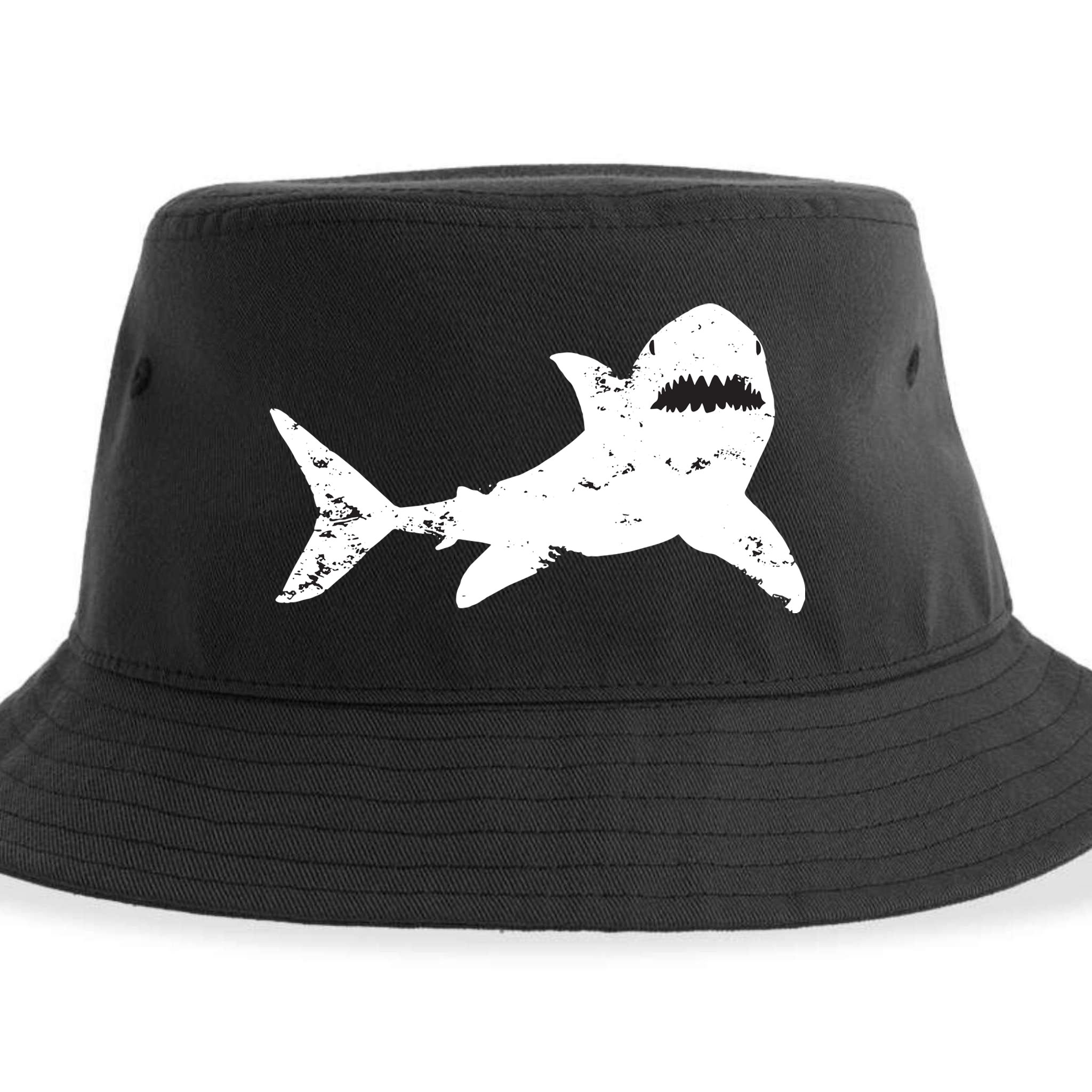 Shark Distressed Cool Vintage Shark Bite Tee Sustainable Bucket Hat