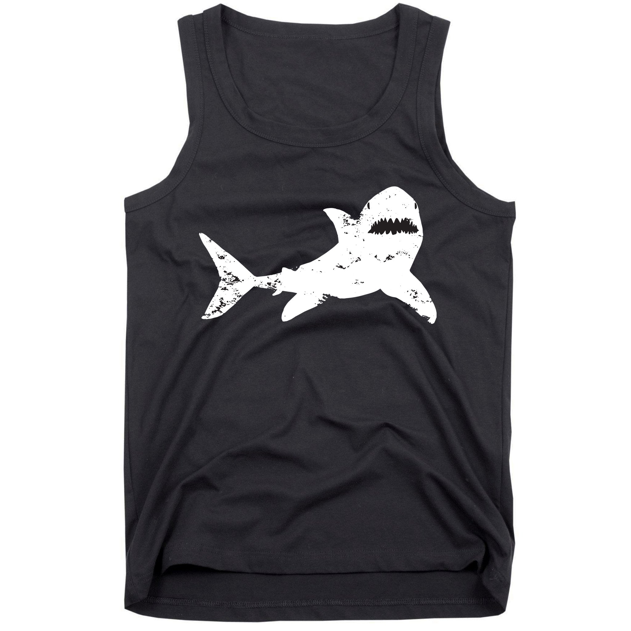 Shark Distressed Cool Vintage Shark Bite Tee Tank Top