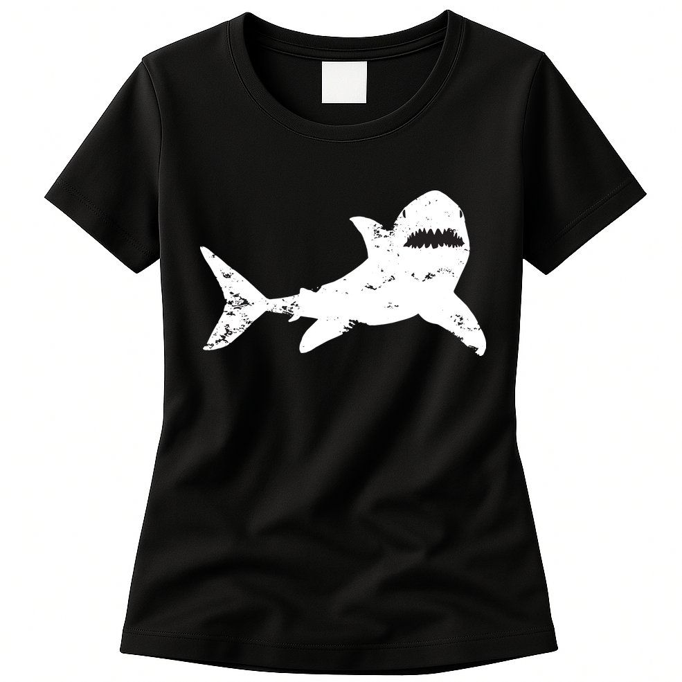 Shark Distressed Cool Vintage Shark Bite Tee Womens T-Shirt