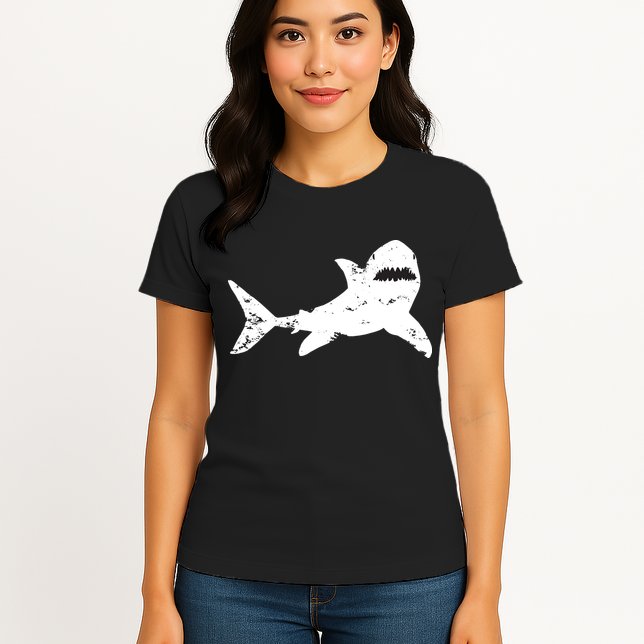Shark Distressed Cool Vintage Shark Bite Tee Womens T-Shirt