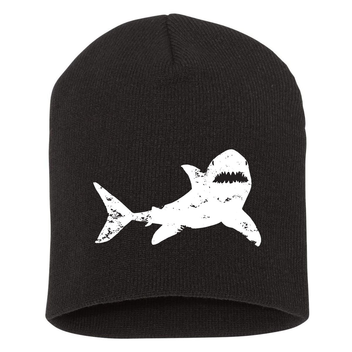 Shark Distressed Cool Vintage Shark Bite Tee Short Acrylic Beanie