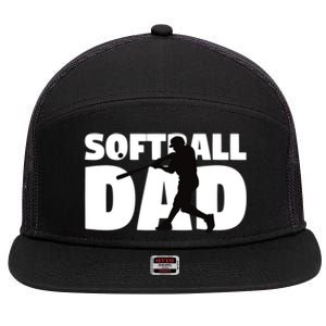 Softball Dad Cute Gift Softball Silhouette Gift Father Gift 7 Panel Mesh Trucker Snapback Hat