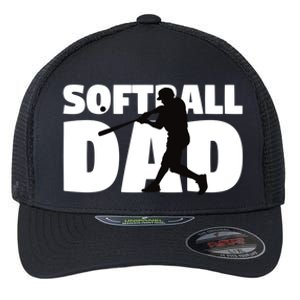 Softball Dad Cute Gift Softball Silhouette Gift Father Gift Flexfit Unipanel Trucker Cap