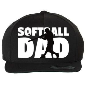 Softball Dad Cute Gift Softball Silhouette Gift Father Gift Wool Snapback Cap