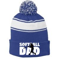 Softball Dad Cute Gift Softball Silhouette Gift Father Gift Stripe Pom Pom Beanie