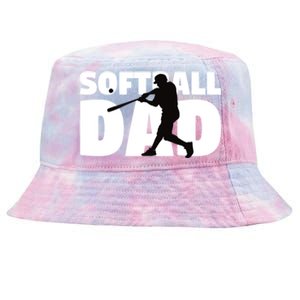 Softball Dad Cute Gift Softball Silhouette Gift Father Gift Tie-Dyed Bucket Hat