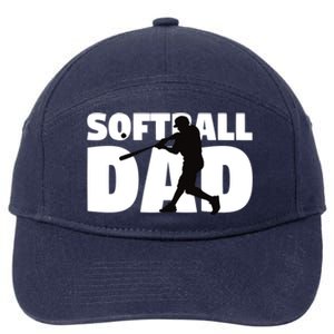 Softball Dad Cute Gift Softball Silhouette Gift Father Gift 7-Panel Snapback Hat