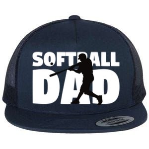 Softball Dad Cute Gift Softball Silhouette Gift Father Gift Flat Bill Trucker Hat