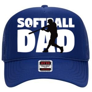 Softball Dad Cute Gift Softball Silhouette Gift Father Gift High Crown Mesh Back Trucker Hat