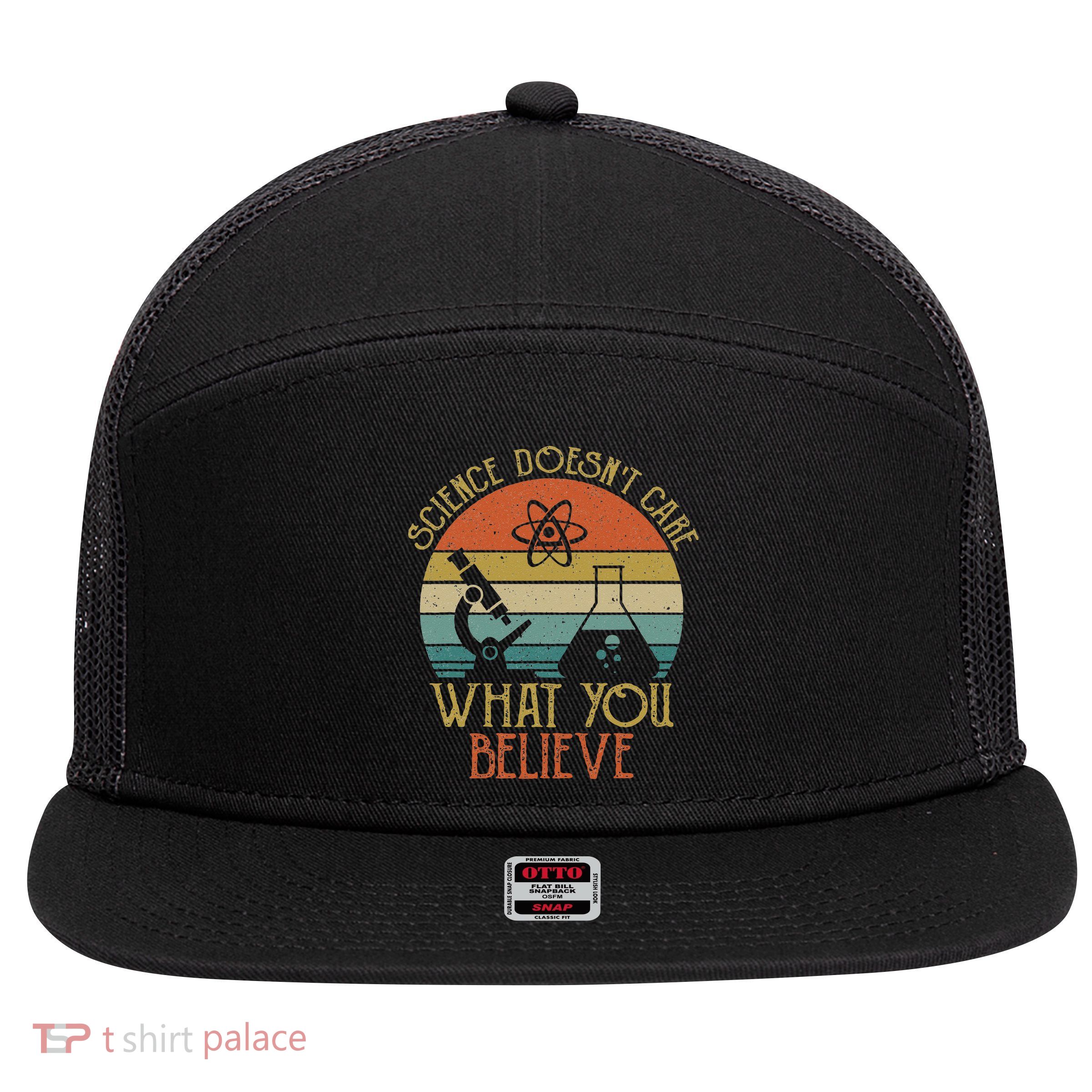 Science Doesn't Care What You Believe Retro Teacher Lovers 7 Panel Mesh Trucker Snapback Hat