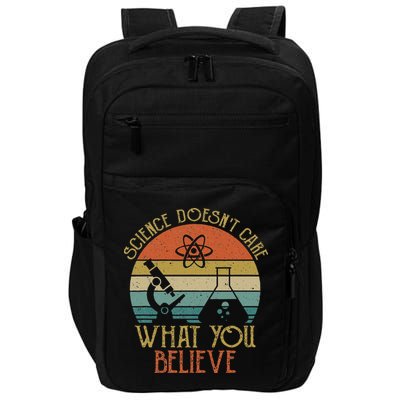 Science Doesn't Care What You Believe Retro Teacher Lovers Impact Tech Backpack