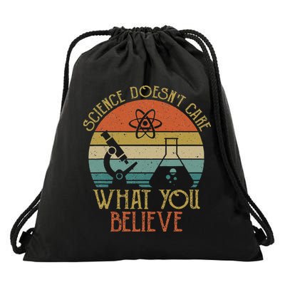 Science Doesn't Care What You Believe Retro Teacher Lovers Drawstring Bag