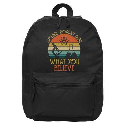 Science Doesn't Care What You Believe Retro Teacher Lovers 16 in Basic Backpack