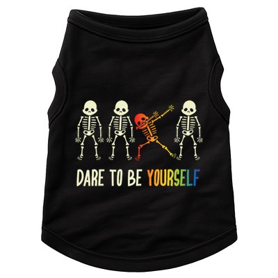 Skeleton Dabbing Cute Lgbt Pride Dare To Be Yourself Doggie Tank