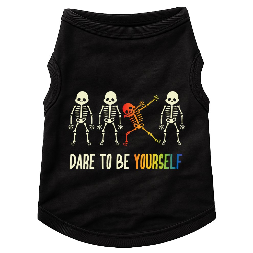 Skeleton Dabbing Cute Lgbt Pride Dare To Be Yourself Doggie Tank