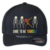 Skeleton Dabbing Cute Lgbt Pride Dare To Be Yourself Flexfit Unipanel Trucker Cap