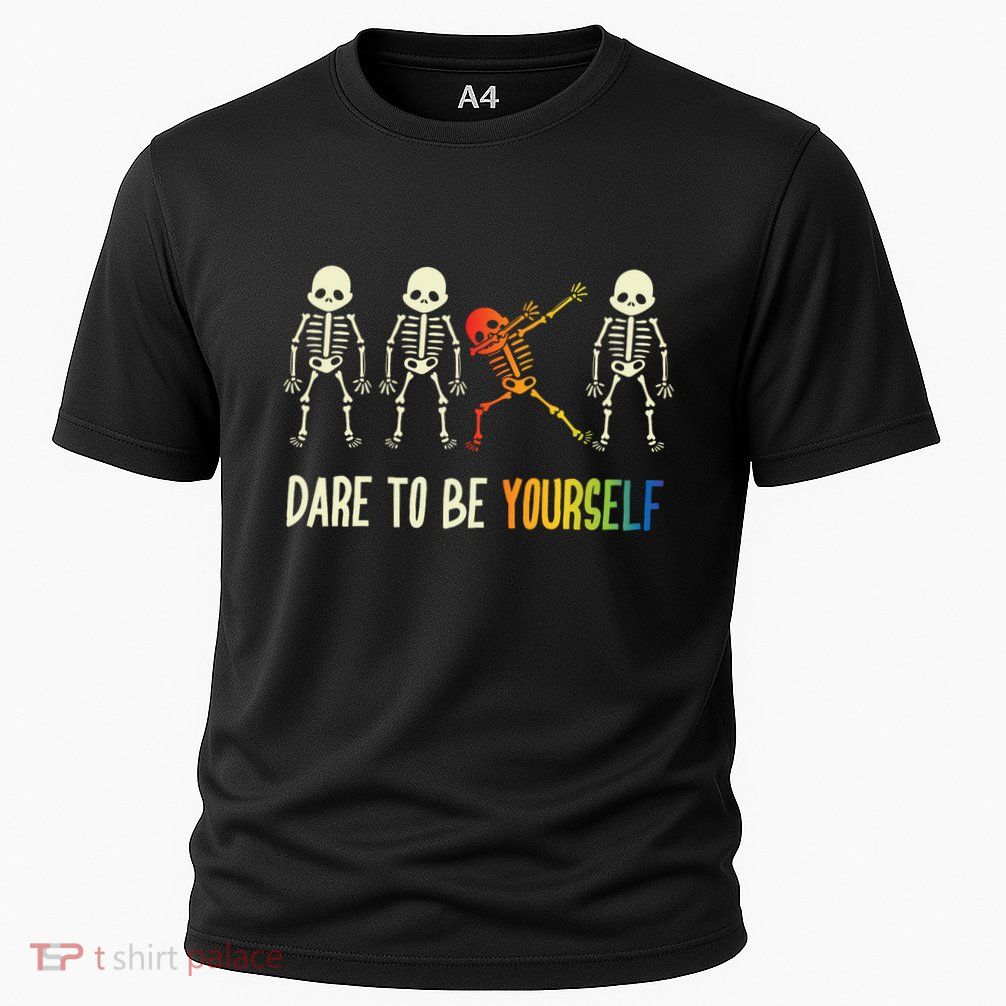 Skeleton Dabbing Cute Lgbt Pride Dare To Be Yourself Performance Shirt