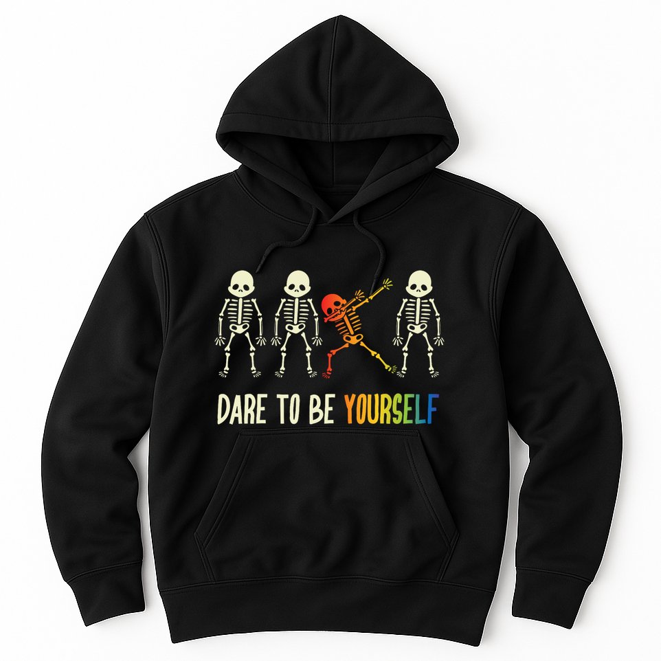Skeleton Dabbing Cute Lgbt Pride Dare To Be Yourself Hoodie