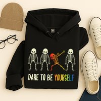 Skeleton Dabbing Cute Lgbt Pride Dare To Be Yourself Hoodie