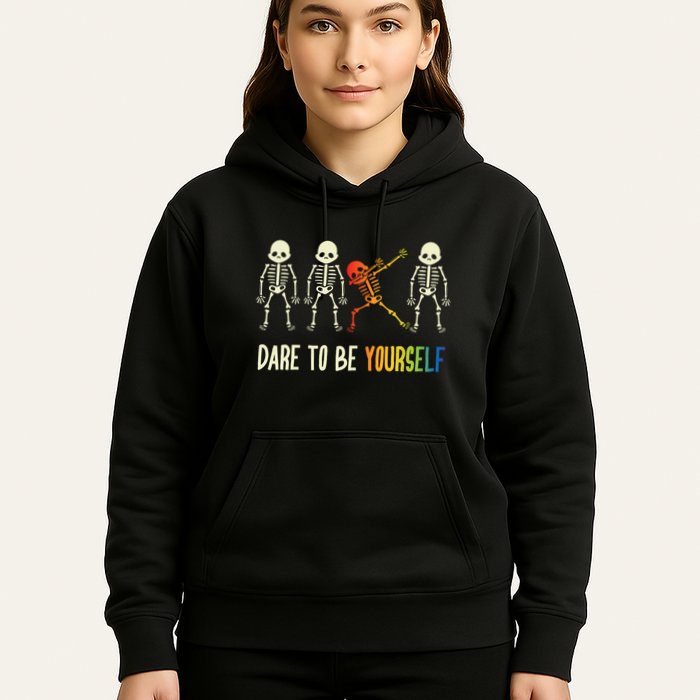 Skeleton Dabbing Cute Lgbt Pride Dare To Be Yourself Hoodie