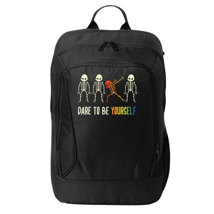 Skeleton Dabbing Cute Lgbt Pride Dare To Be Yourself City Backpack