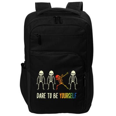 Skeleton Dabbing Cute Lgbt Pride Dare To Be Yourself Impact Tech Backpack