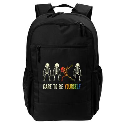 Skeleton Dabbing Cute Lgbt Pride Dare To Be Yourself Daily Commute Backpack