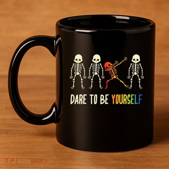 Skeleton Dabbing Cute Lgbt Pride Dare To Be Yourself 11oz C Handle Ceramic Mug